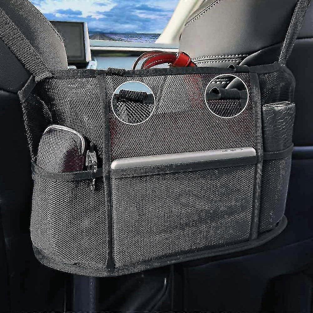 Extra Large Car Net Pocket Handbag Holder Between Seats - (black)