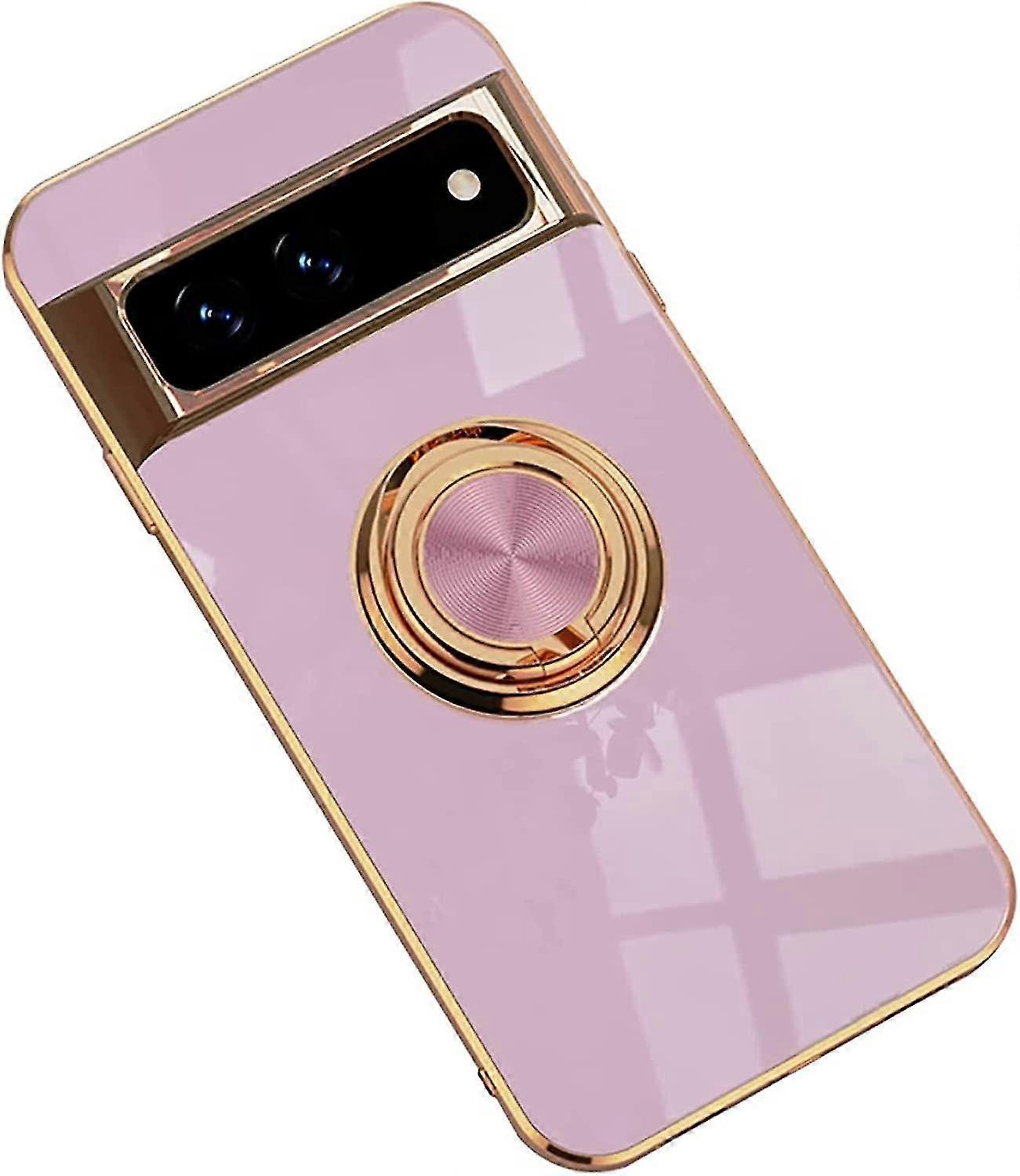 Car Phone Case, Electroplated Magnetic Phone Case With Ring Stand For Google Pixel 6A/7/7A/7 Pro/8/ 8 Pro