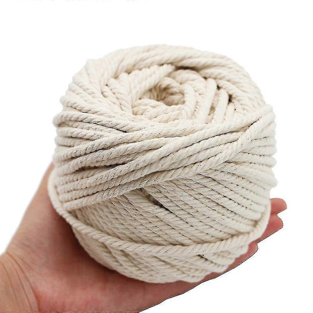 6/5/4mm Macrame Rope Twisted String Cotton Cord For Handmade Natural Beige