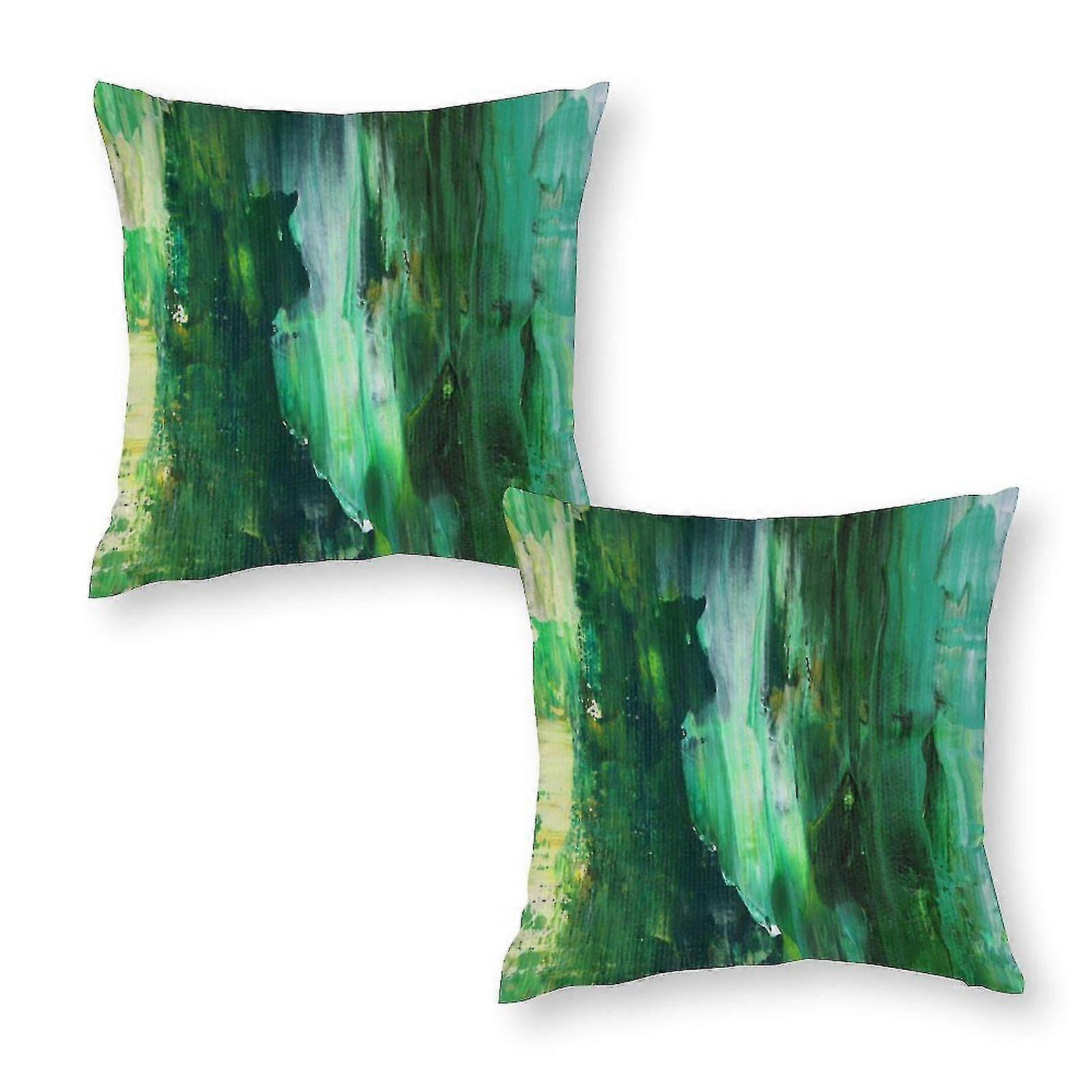 Green Abstract Throw Pillow Covers Set