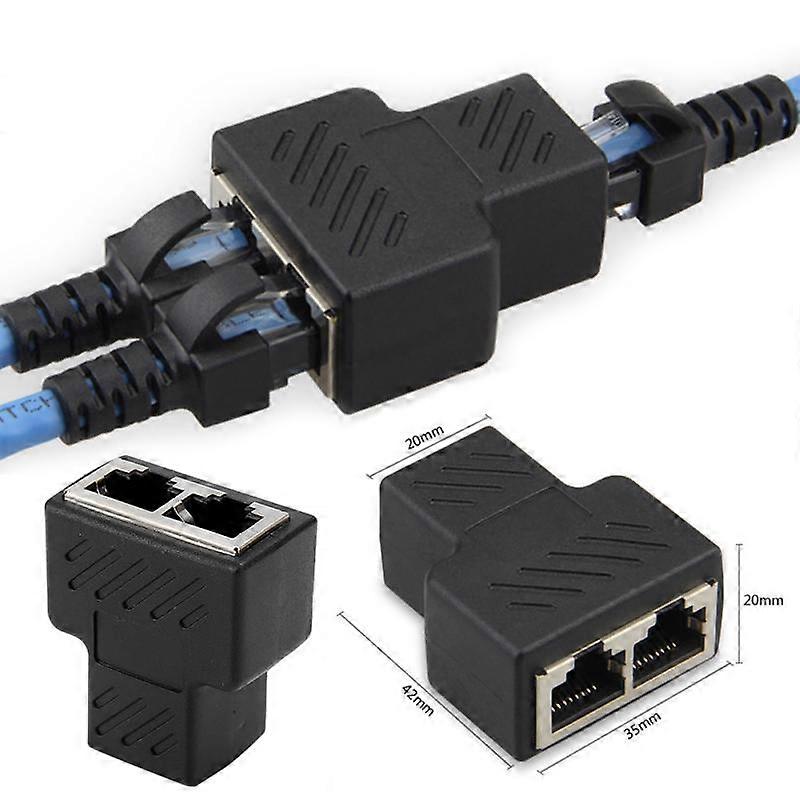 1 To 2 Ways LAN Ethernet Network Cable Network Splitter Double Adapter Ports Coupler