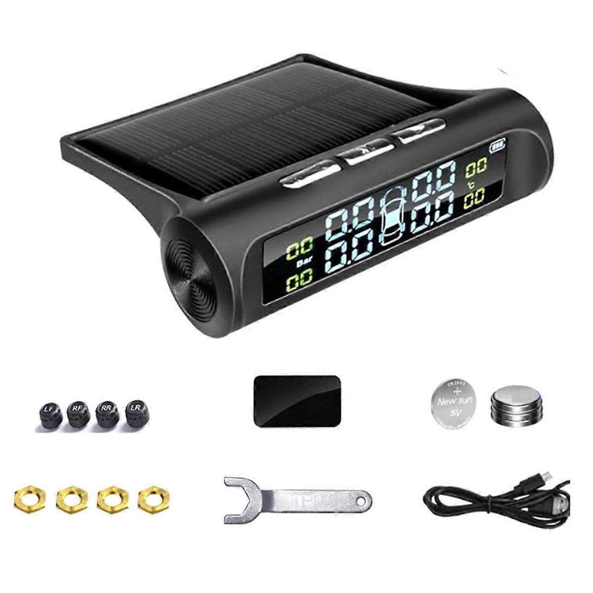 1Set Solar Power TPMS Tire Pressure Alarm Monitor System Auto Security Alarm Systems Tyre Pressure