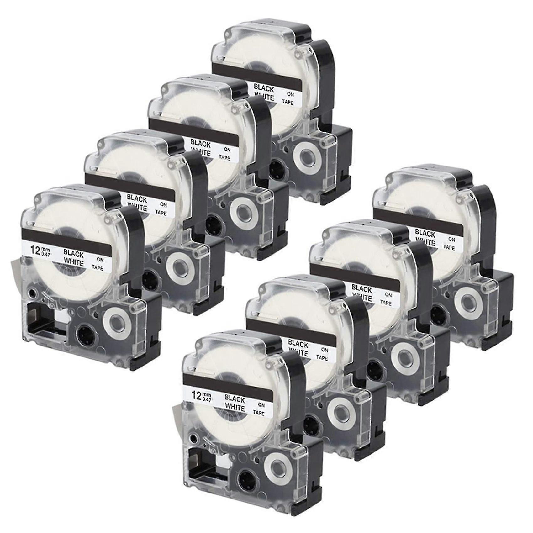 8 Pack Compatible Label Tape Replacement For -4wbn (ss12kw) Label Tape Cartridges Black On White Ta