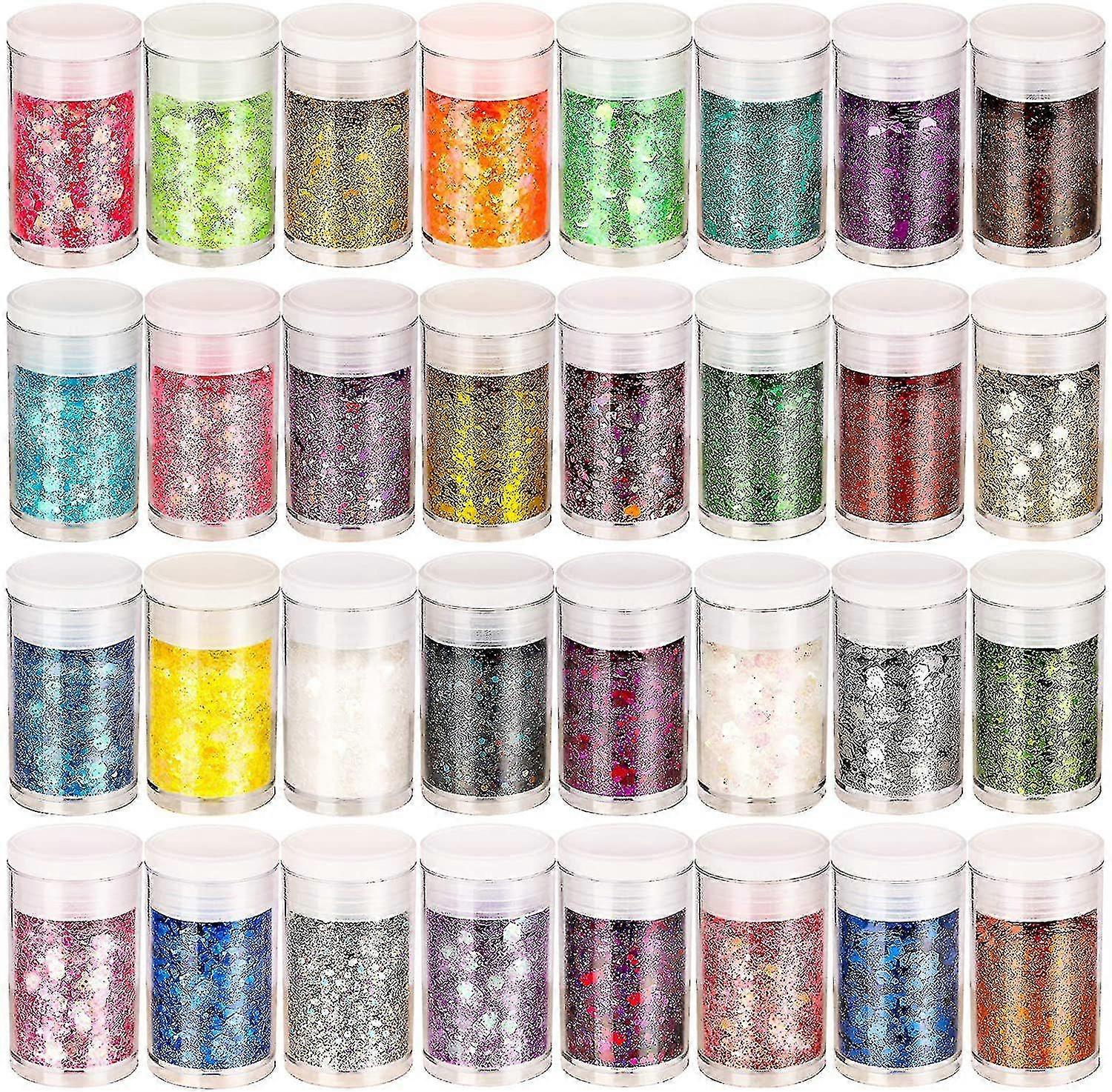 بريق ناعم لامع للصياغة ، 32 لونا من بريق الأظافر مسحوق بريق الوجه قوس قزح الجسم بريق الوشم بريق- HA