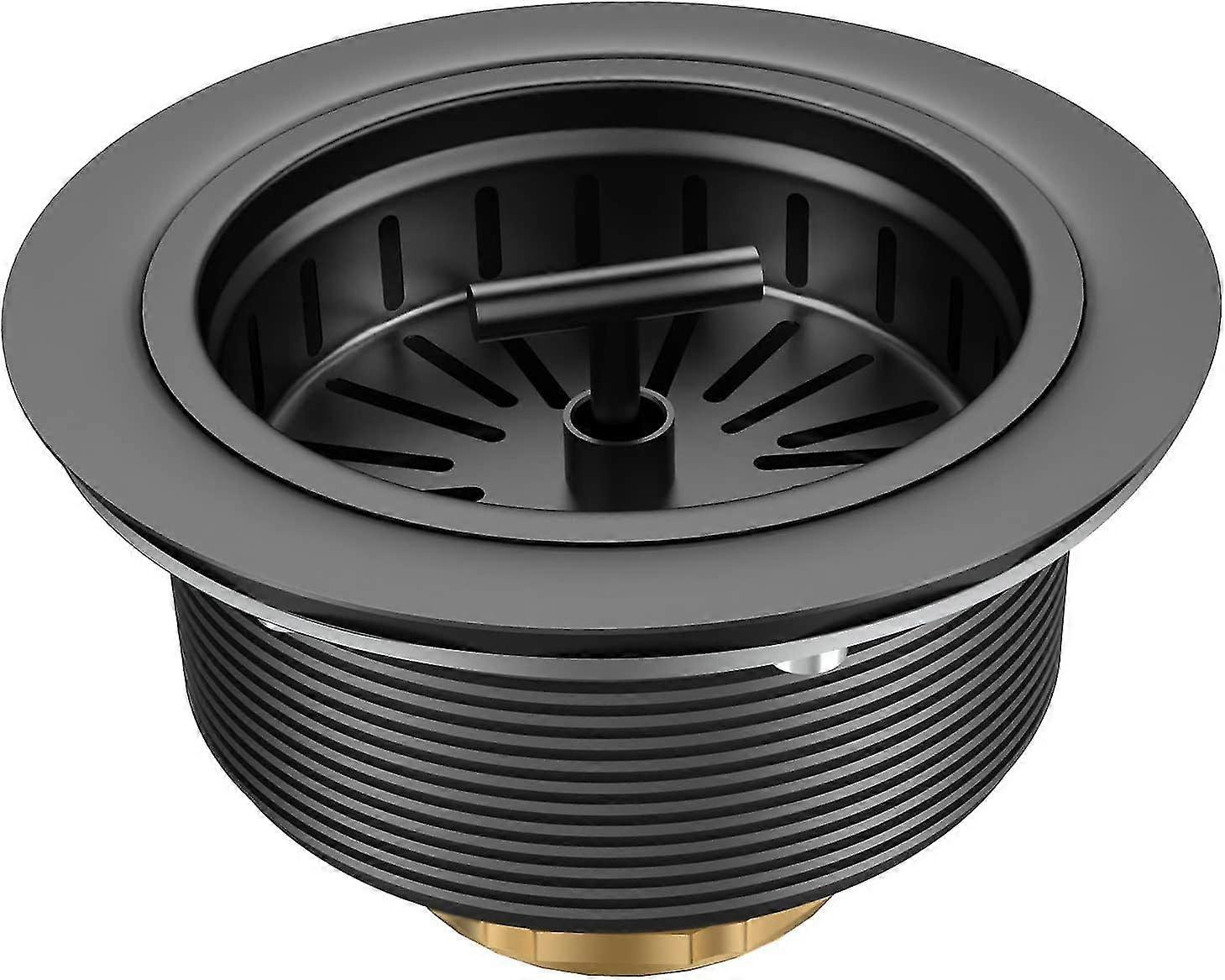 Black Kitchen Sink Drain,  3-1/2 Inch Matte Kitchen Sink Strainer Assembly Kit