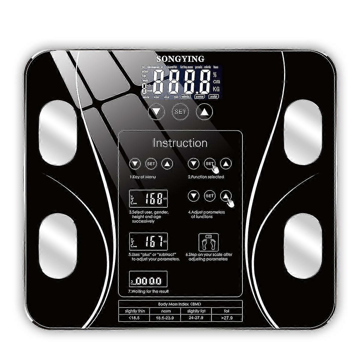 Body Composition Scale Electronic Scale Lcd Digital 180kg, Black