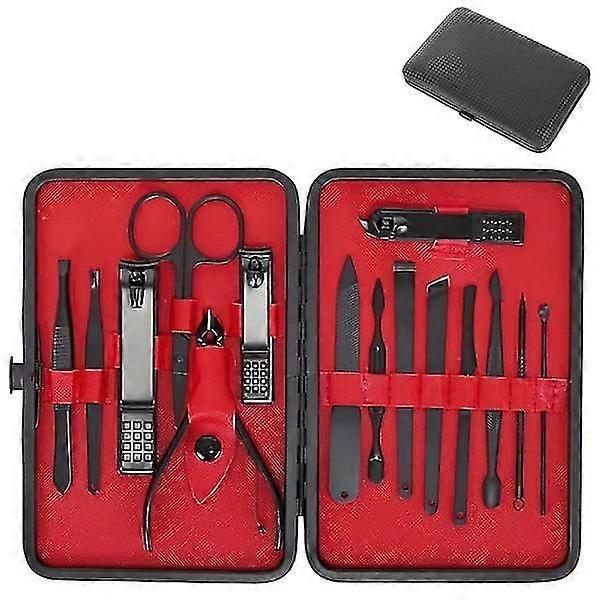 Pedicure & Manicure Kit With Case - 15 Pieces Black