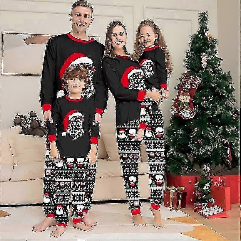 Famille Assorti Pyjamas Nouveautés 2025 Lettre Imprimer Joyeux Noël Père Mère Enfants Pjs Bébé Combinaison Vêtements Chien