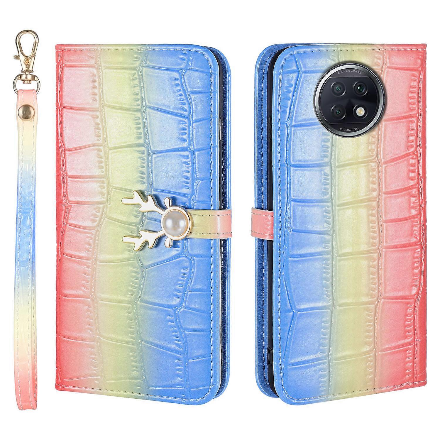 Elk Pattern Phone Case for Redmi Note 9T with Card Holder, lanyard, PU Leather Material, Wallet Function, Corner Fall Protection