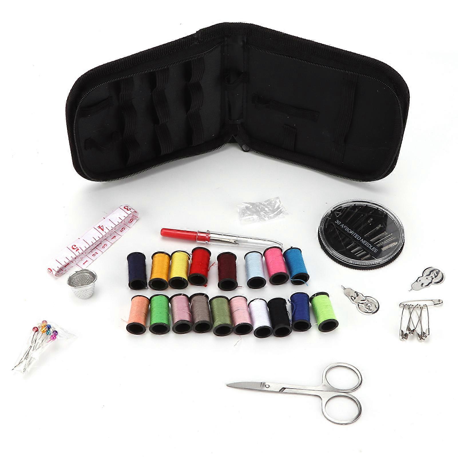 Sewing Kit Portable Clothing Repairs Box Stitching Set with Multiple Color Threads for Adults Emergencies Mending