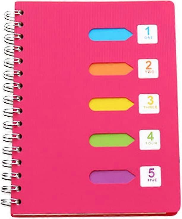 A5 Spiral Notebook,14.5*21cmrosy Hardcover Spiral Notebook Lined With Divider For Office Or School