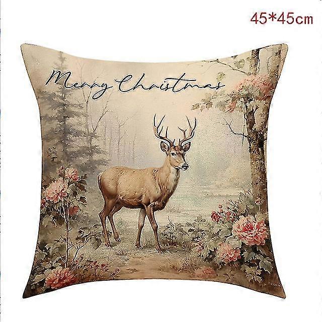 45cm Pillow Cover Santa Claus Snowman Xmas Tree Pillow Case Merry Decor For Home 2024 Noel Decor