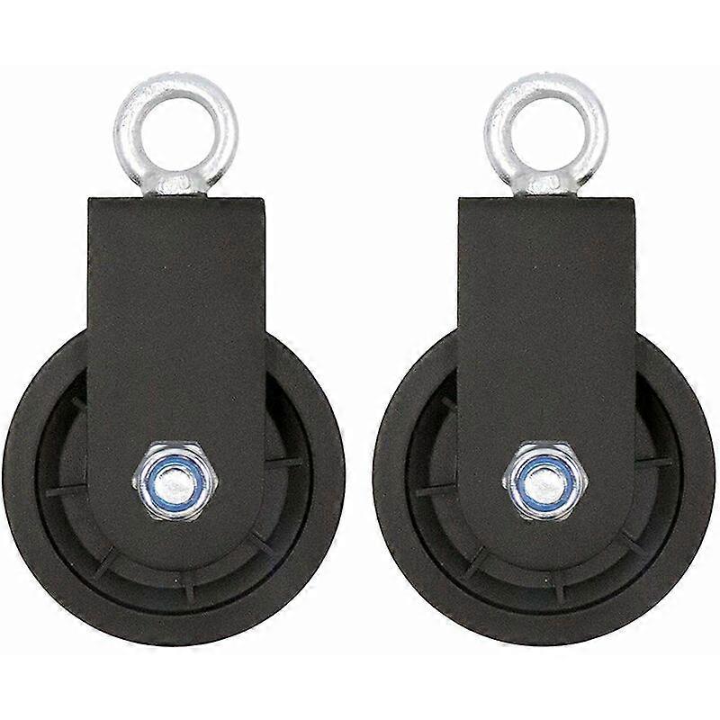 Swivel Pulley Block, Single Pulley Block with U-Mounting Bracket Swivel Lifting Pulley Roller Wheel for Wire Rope Cable Pulley Strength Training, 2PCS