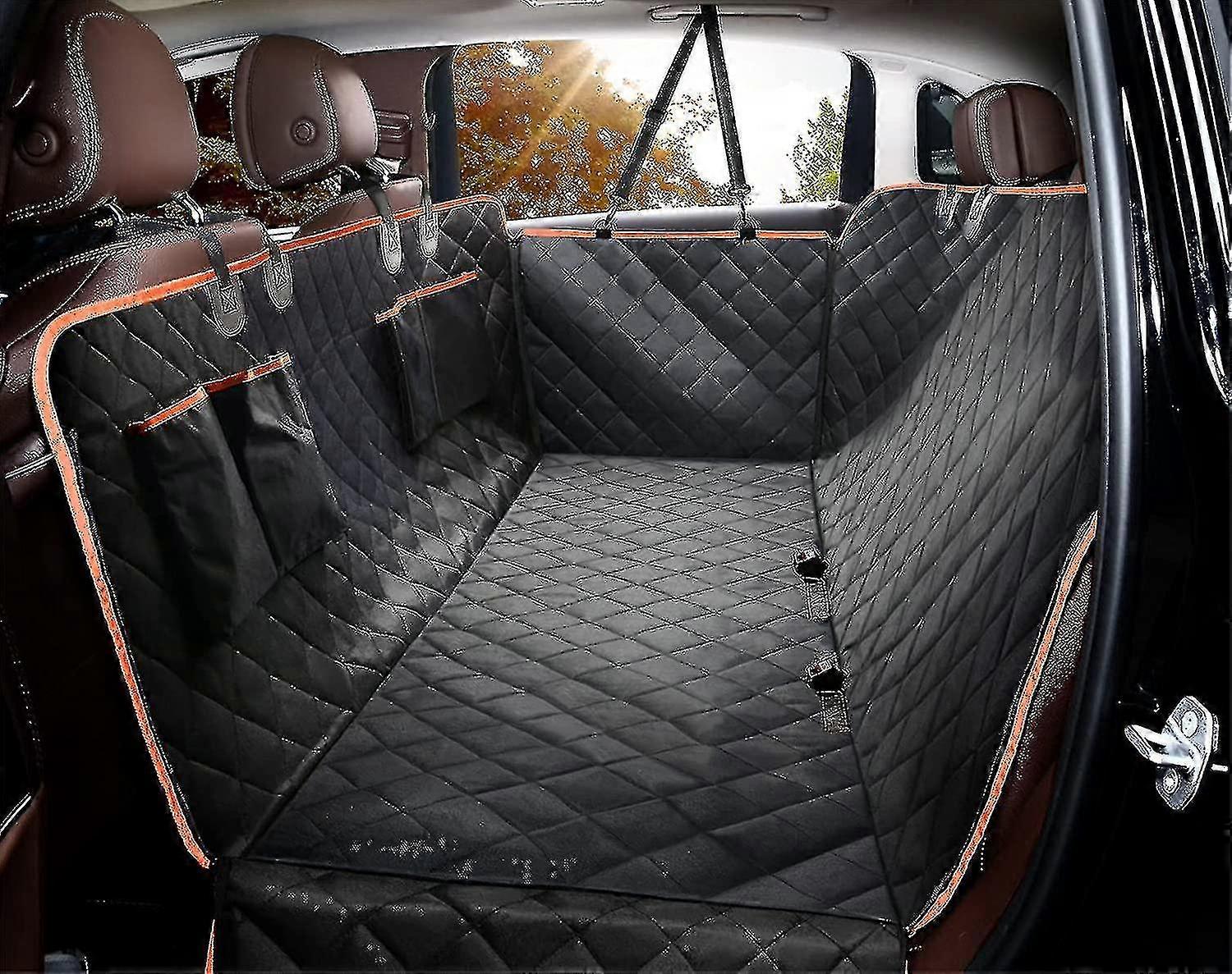 Black Car Back Seat Protector Cover For Dog, Waterproof And Scratch Resistant Dog Seat Cover With 4 Bag Side Covers And 2 Dog Seat Belts - MXBC