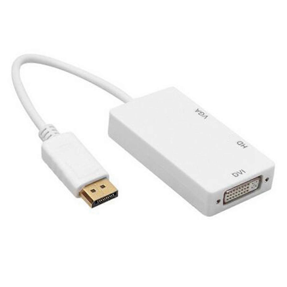 DP to VGA DVI 3-In-1 Adapter Cable DP One-To-Three Video Converter Supports 1080P, Suitable for Pro