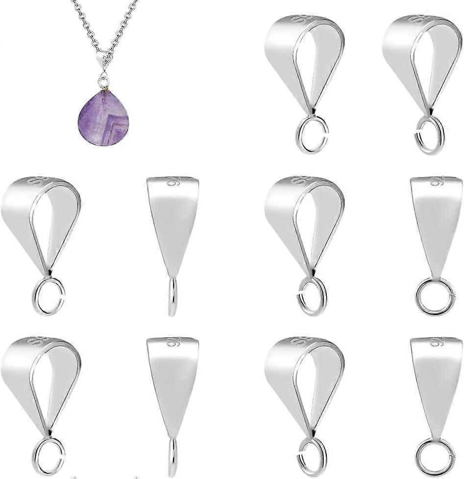 925 Sterling Silver Snap On Bails Hook Pendant Clasps 8pcs 2 Styles Pinch Clip Bail Pendant Connector Hook Dangle Charm with 2mm Open Loop for Neckalc