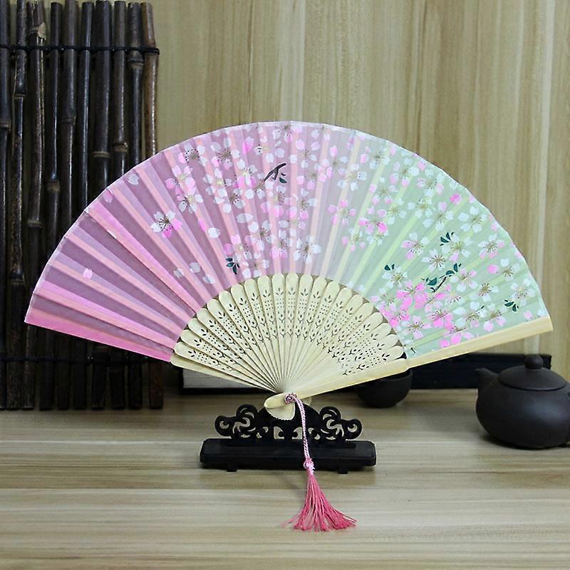 Floral Folding Hand Painted Vintage Handheld Paper Bamboo Plastic Folding Fan