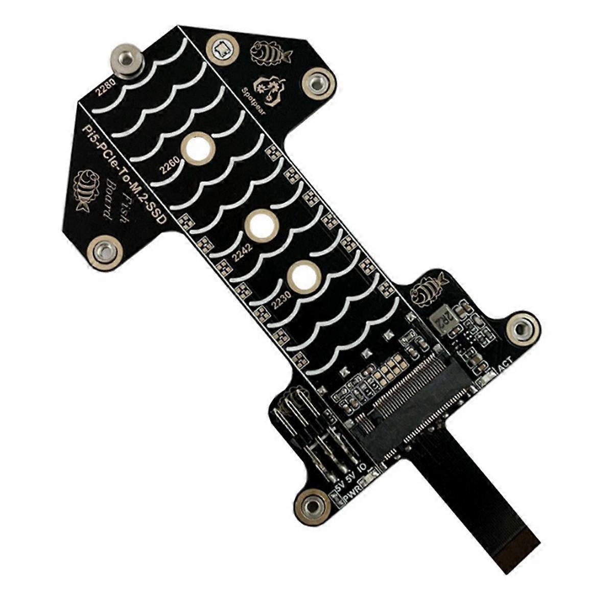 For 5 PCIe Expansion Board to M.2 NVMe SSD Adapter Board Pi5-PCIe-Fish-Board-A