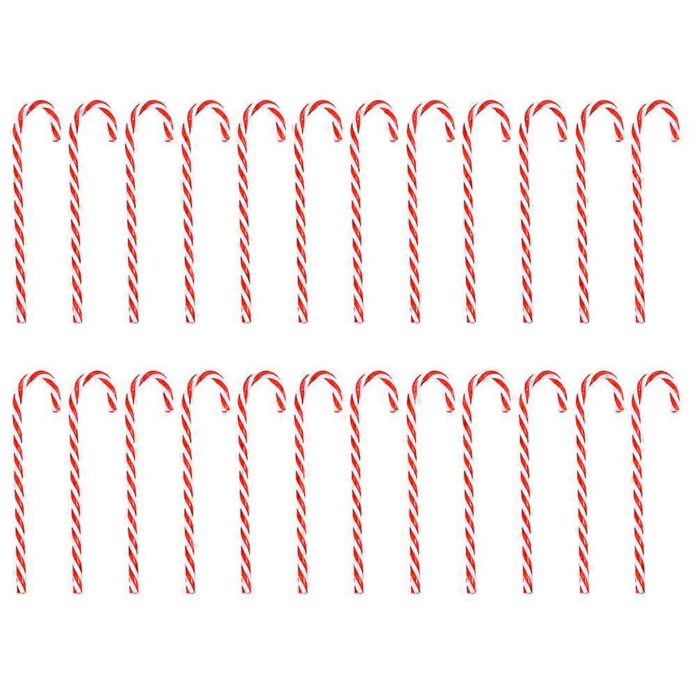 24PCS Practical Christmas Decoration Props Classical Walking Stick Shape Decor Tool(Red and White)