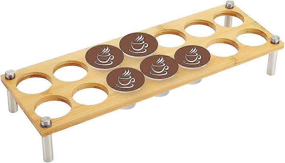 Bamboo Wood Coffee Display Stands Rectangle Round 356x125x61mm