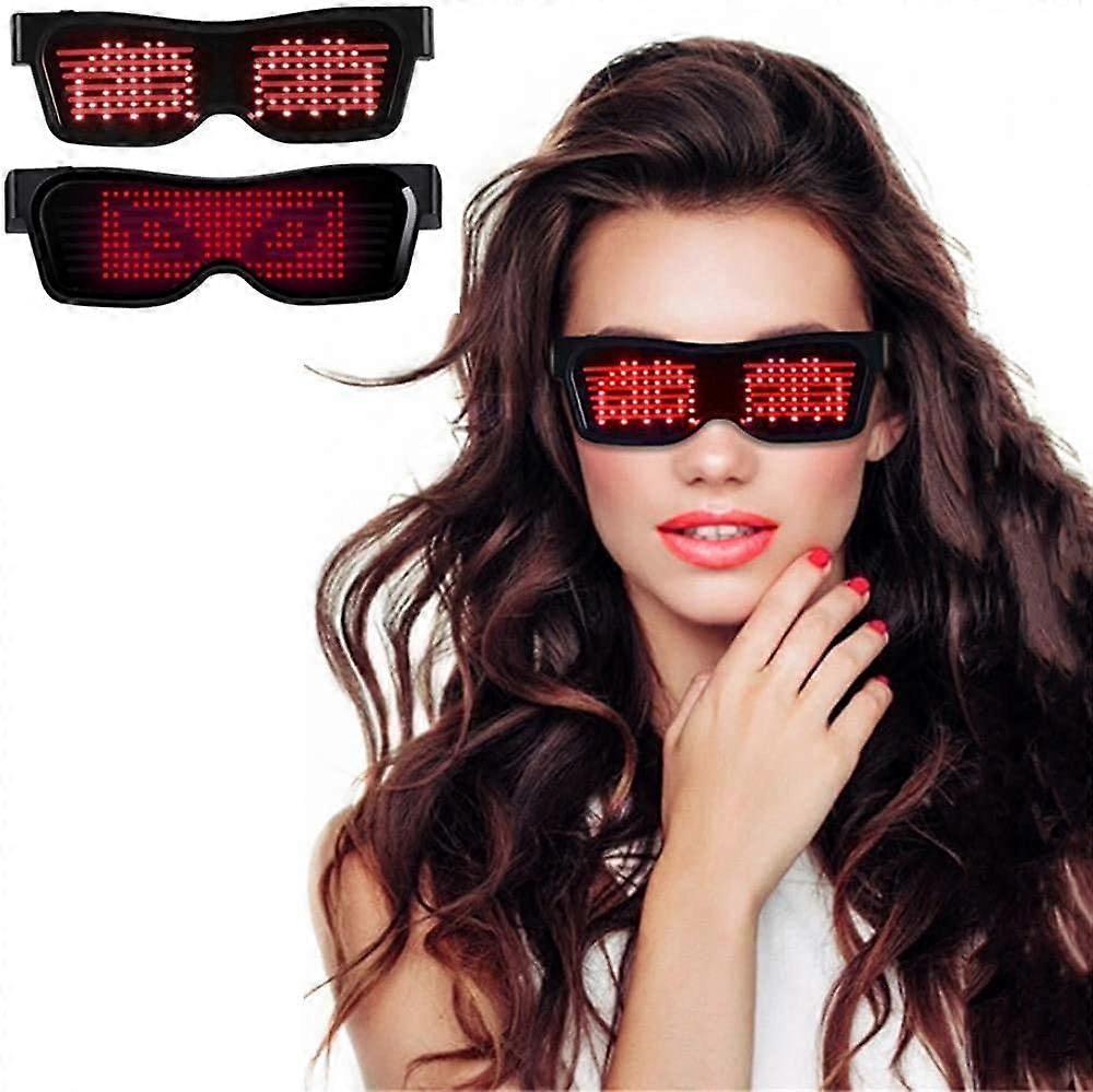 LED Bluetooth Glasses, Smart APP Control LED Light Up Glasses, for Costumes Paty(Text, Graffiti, Animation, Music Rhythm)
