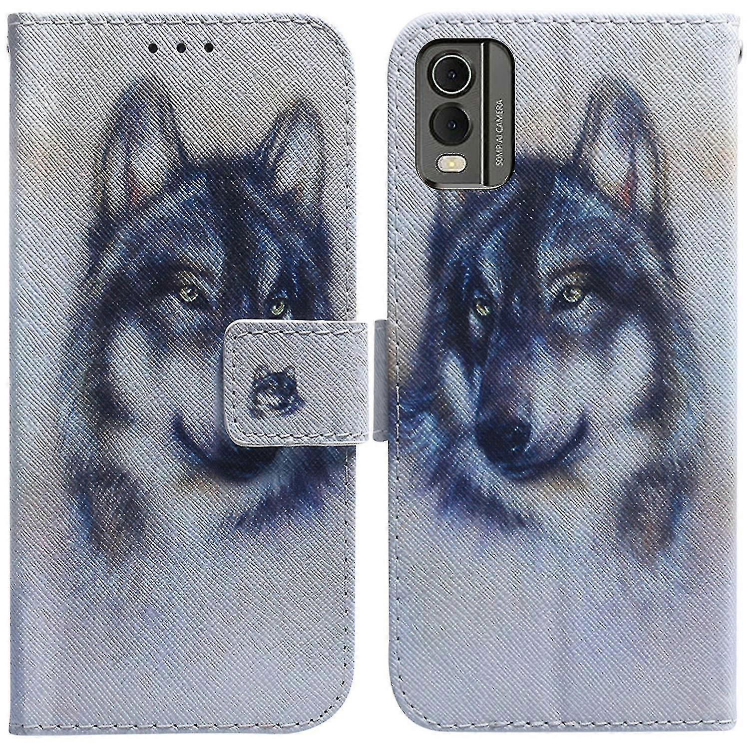 For Nokia C32 Pu Leather Phone Case Stand Pattern Printing Wallet Cover With Strap