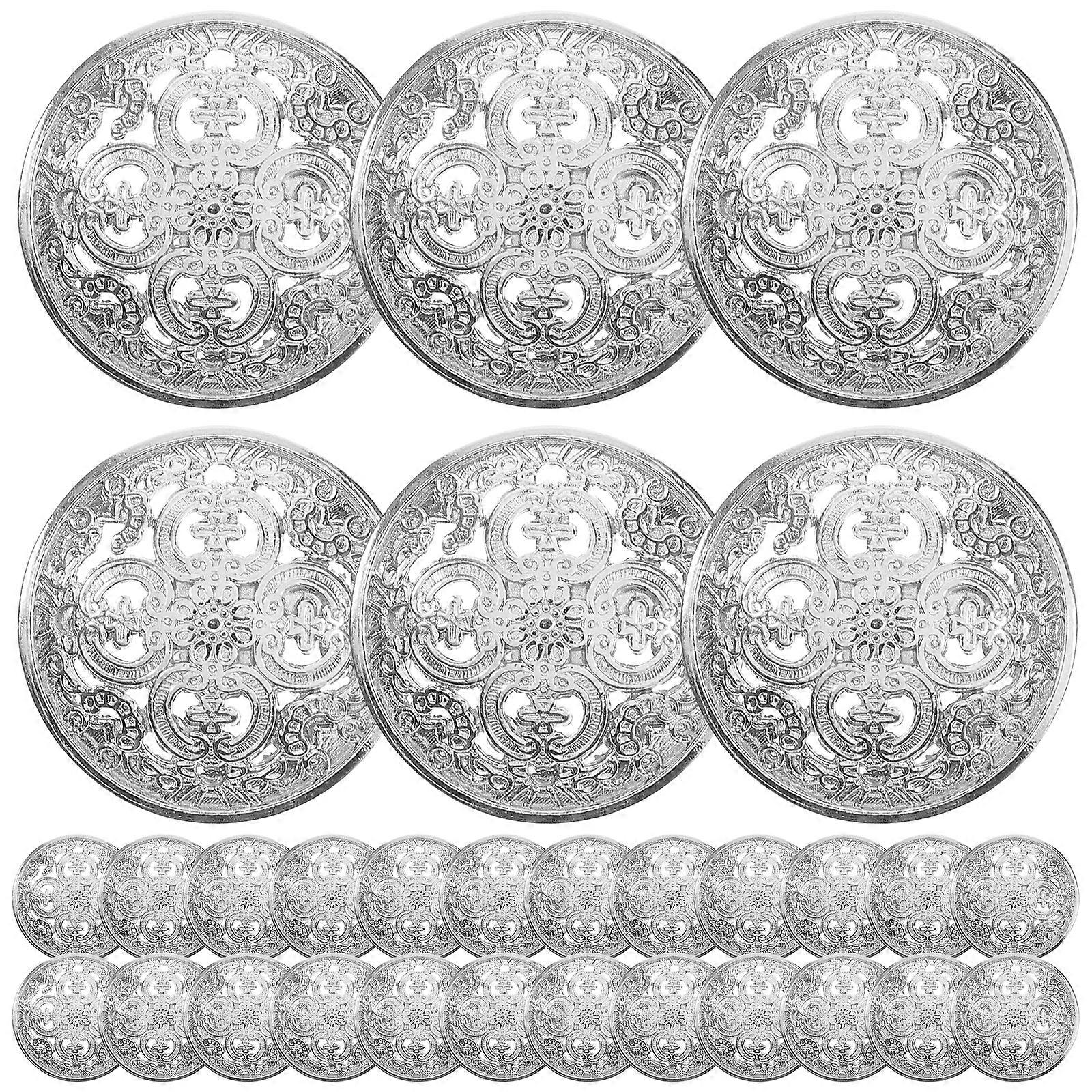 30pcs 25mm Stylish Metal Buckle Hollow-out Button Handcraft Tools Down Button DIY Sewing Buttons for Decor Use (Silver)