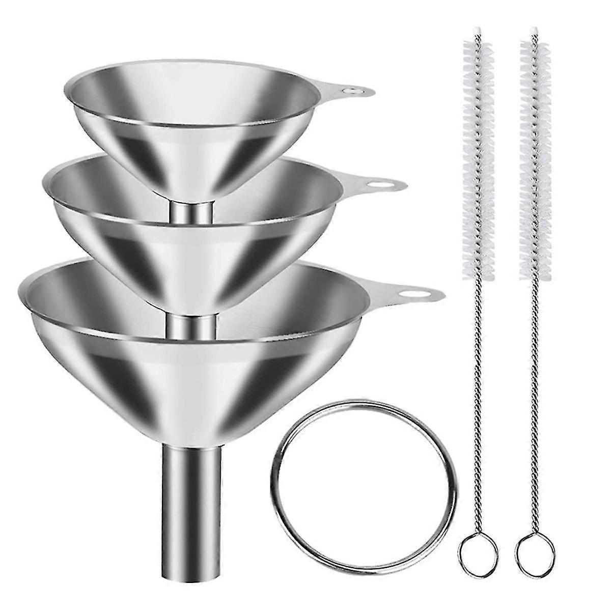 Trakter for fylling av flasker 3 stk rustfritt stål mini kjøkkentrakt sett trakter for overføring av e