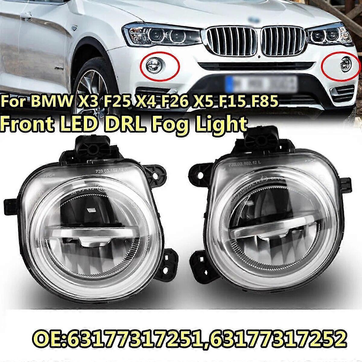 Pair Front Bumper LED Fog Light Lamp Foglight Assembly For BMW X3 F25 X4 F26 X5 F15 F85 Fog Lamp DRL Driving Lamp 63177317251