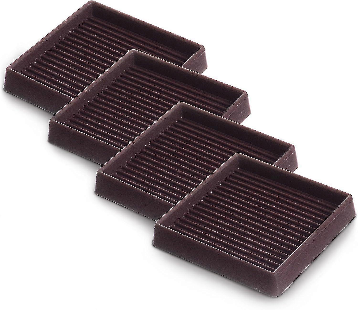3x3 Square Rubber Furniture Caster Cups With Non-slip Floor Grips (set Of 4)