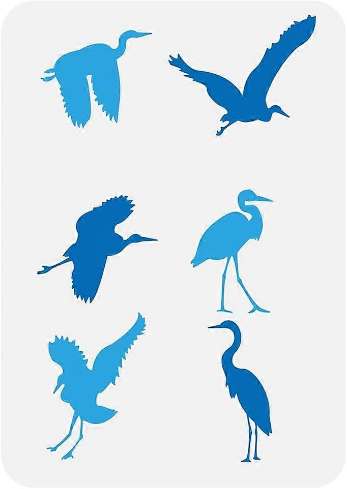 Heron Bird Painting Stencil 8.3x11.7inch Large Flying Birds Stencil for Painting Standing Birds Drawing Template Reusable Heron Birds Stencil Animal T