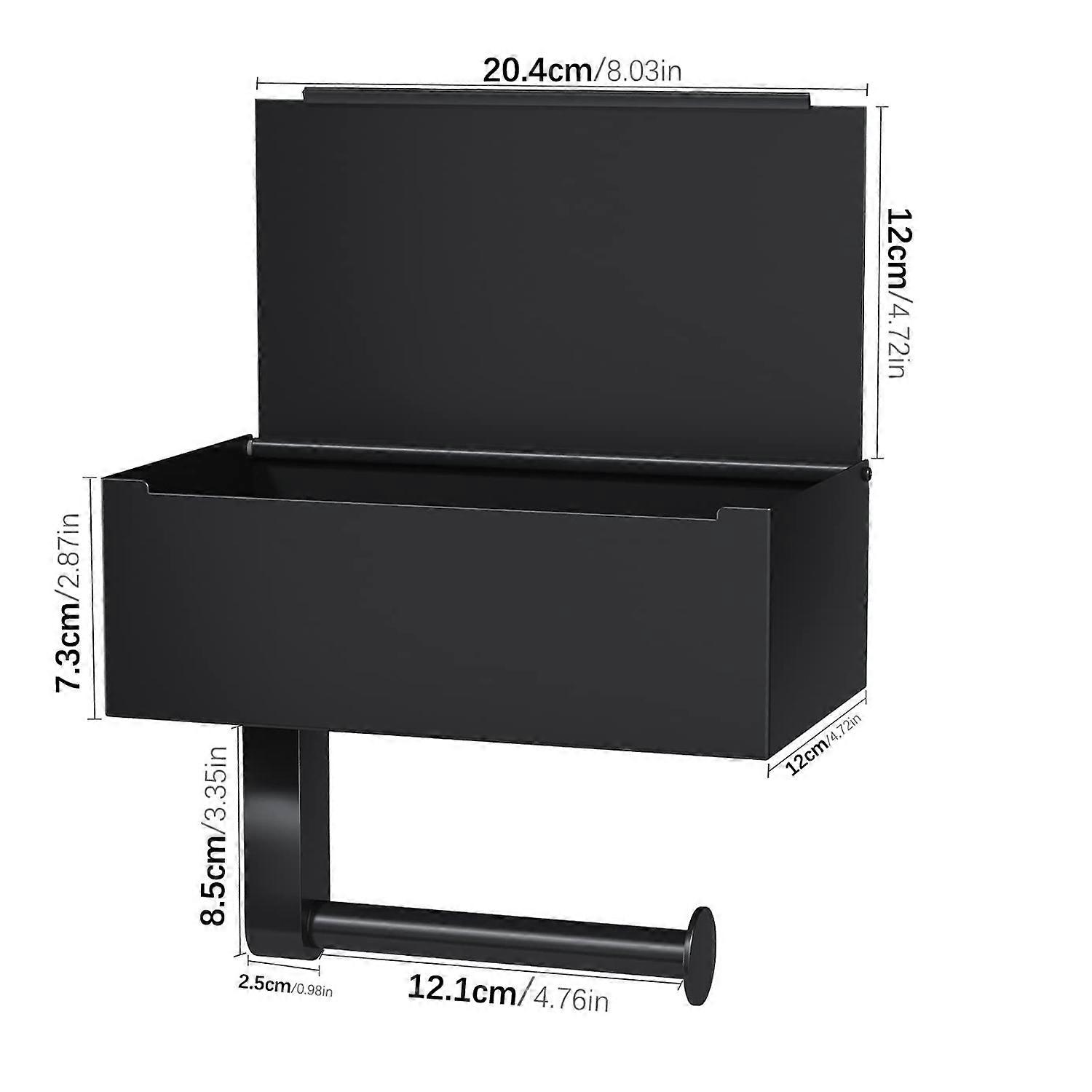 Toilettenpapierhalter Schwarz,Klopapierhalter mit Feuchttcherbox Klorollenhalter, Toilettenpapierhalter mit Ablage fr Badezimmer, Selbstklebend or Boh