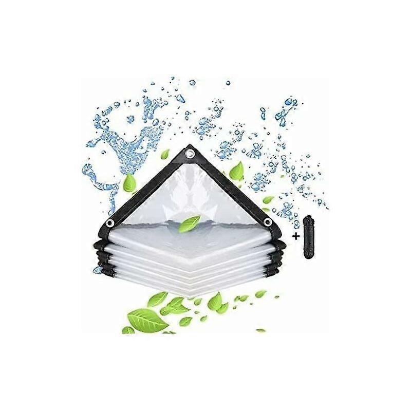 Lona impermeable transparente con ojales - para muebles de jardn - apta para exteriores - resistente a la lluvia - aislamiento vegetal - resistente al