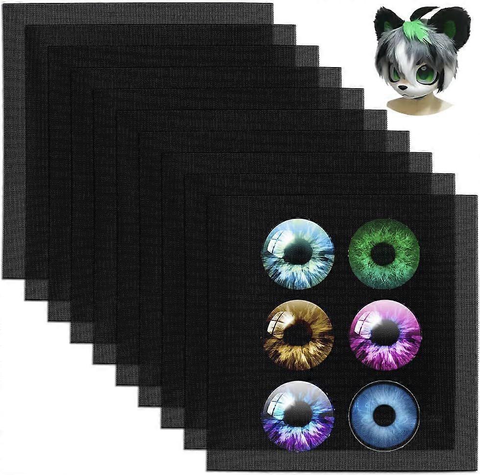 10Pcs 11.8x11.8inch Black Fursuit Eye Mesh 0.45mm Thick PVC Printable Net Waterproof Printable Mesh for Furries Cosplay Props Fursuits Craft Making Ho