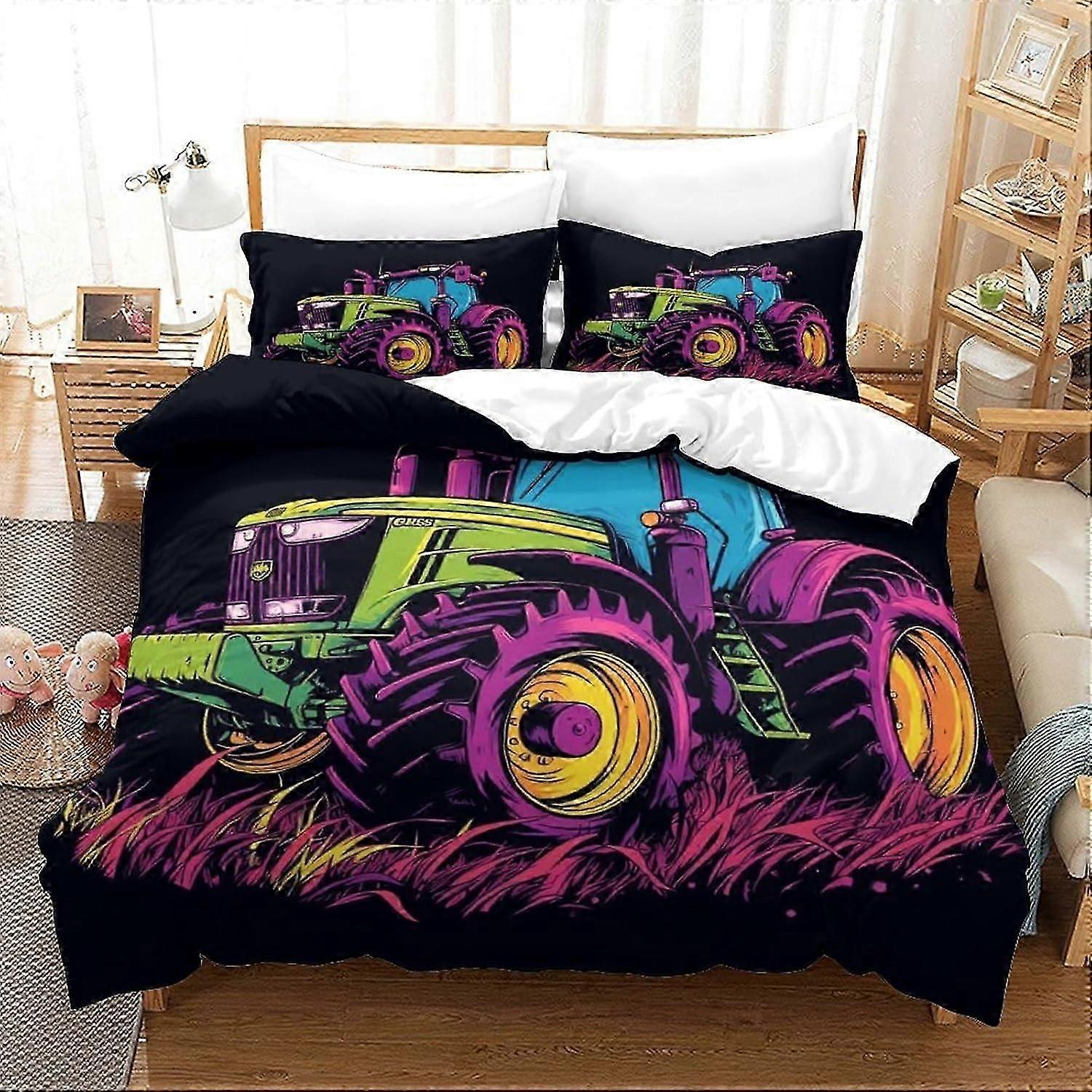 J3315 Lençóis Trator Agrícola Impresso em 3D Capa de Colcha de Veículo Capa de Edredom Capas de Edredom para Meninos Meninas Conjunto de Cama Microfibra Macia com Fronhas