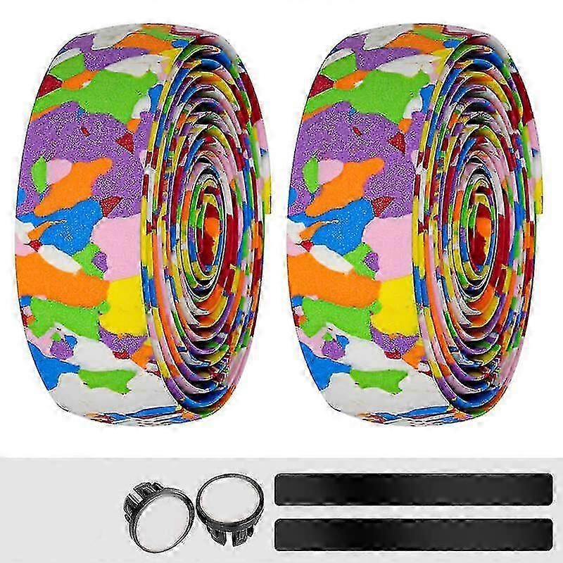 Creative Handlebar Tape Wrap Tape Bicycle Accessories Adhesive Handlebar Strap1pair-colourful