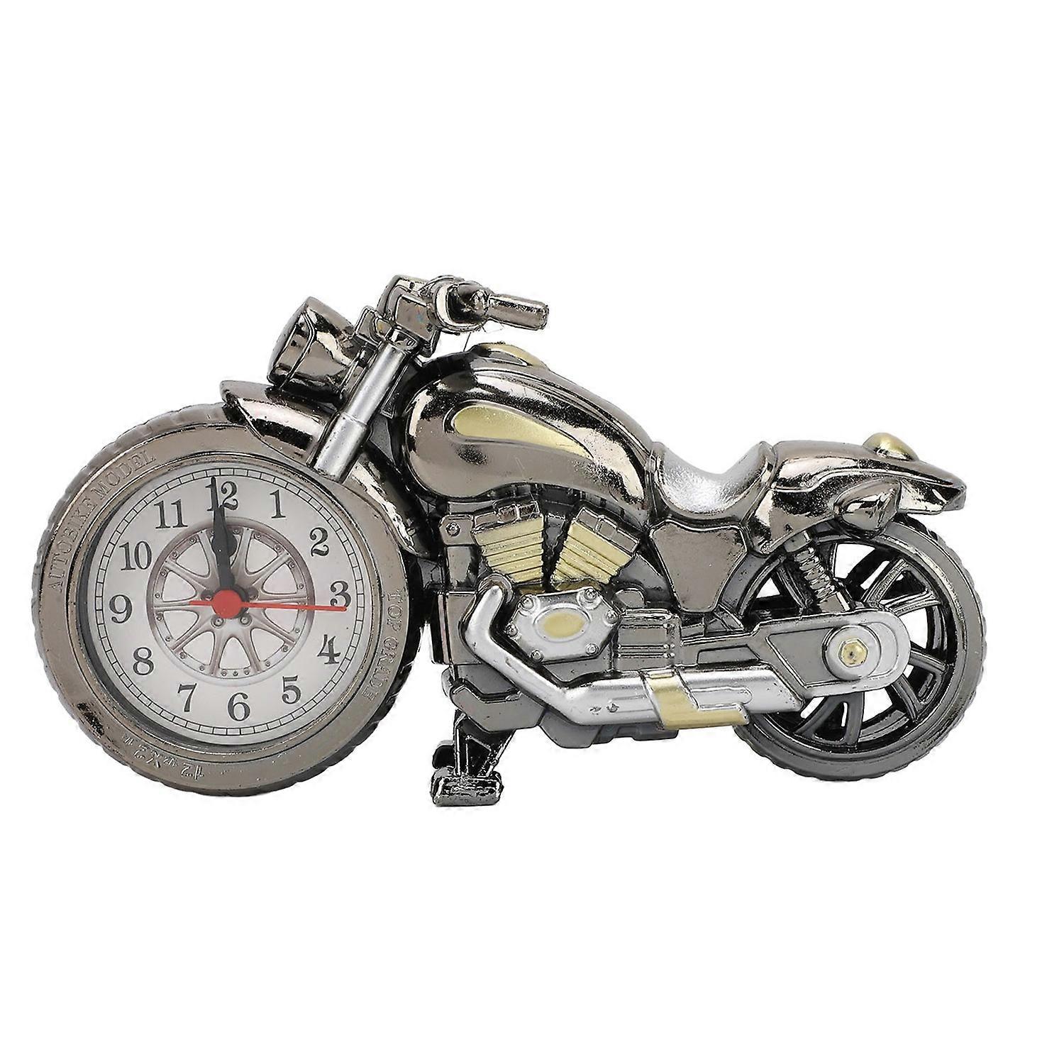 Vintage Motorcycle Model Alarm Clock Battery Powered Accurate Timekeeping Desk Shelf Clock Decoratio