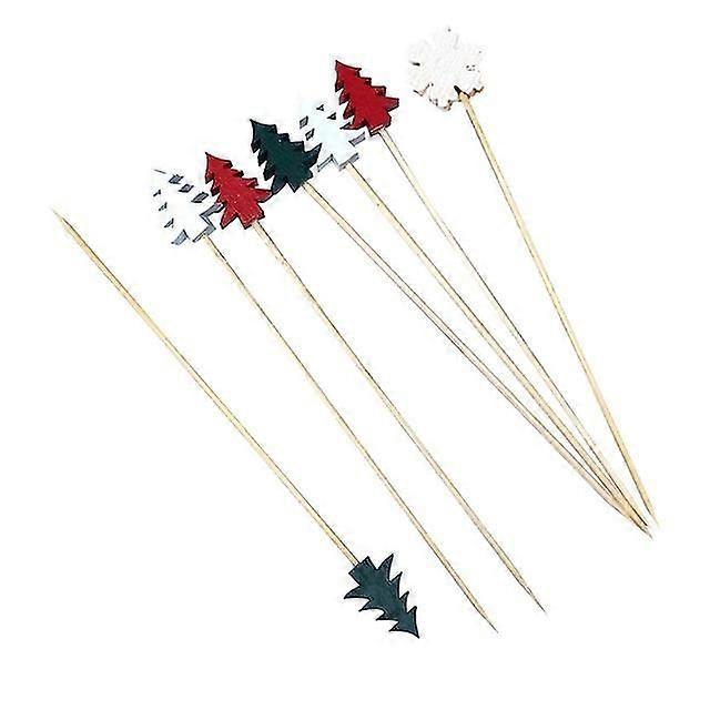 50stk / sæt julefrugtpinde engangsbambuspinde Snefnug juletræ Elg julemanden Snemand pinde Xmas Ornamenter