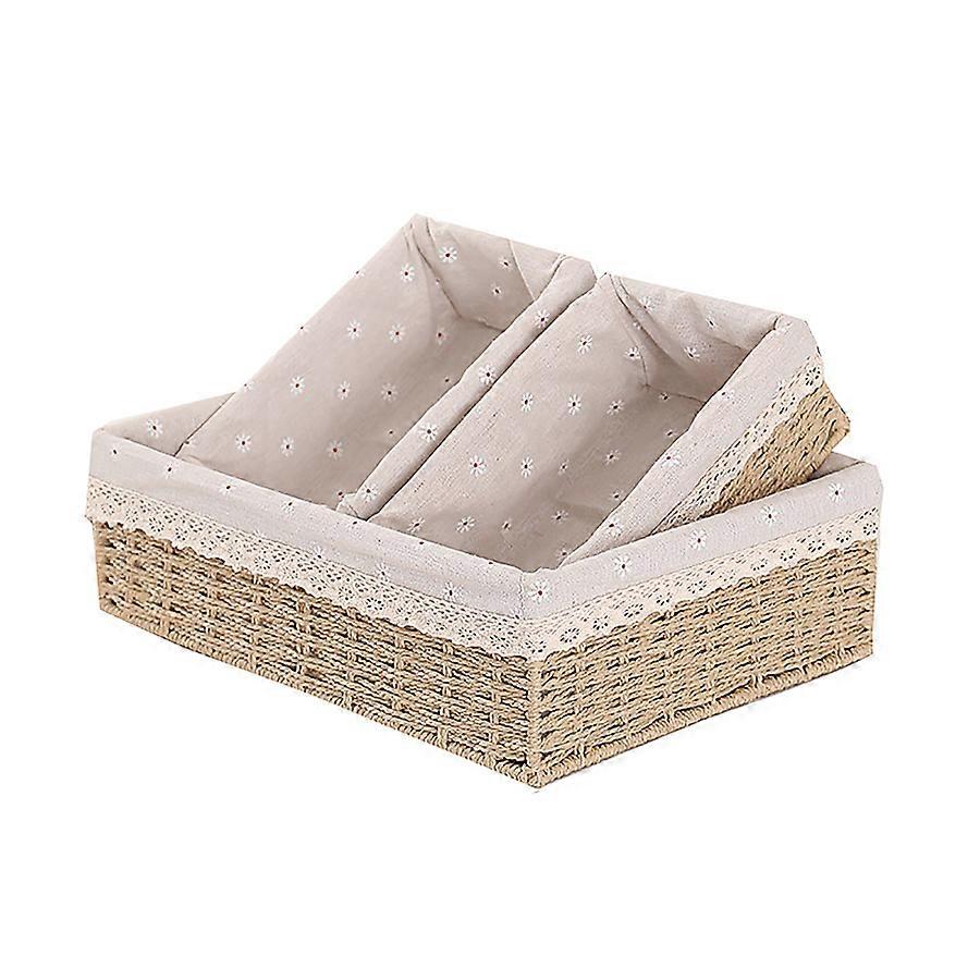 Handmade Beige Woven Storage Baskets - 3PCS for Cosmetics Keys and Remotes