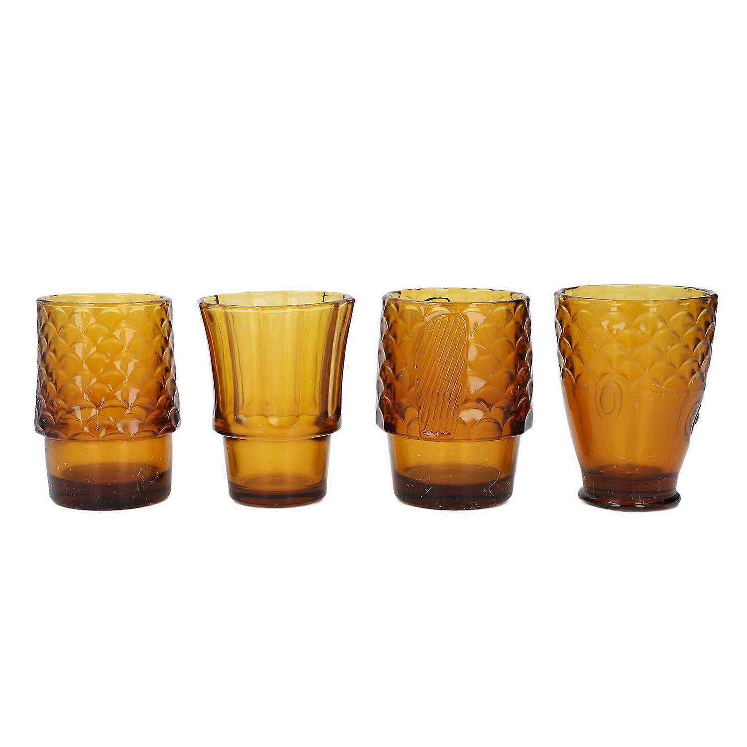 4Pcs Fish Stackable Glass Cups Scale Pattern Decorative Drinking Glasses for Home Bar Party Gatherin