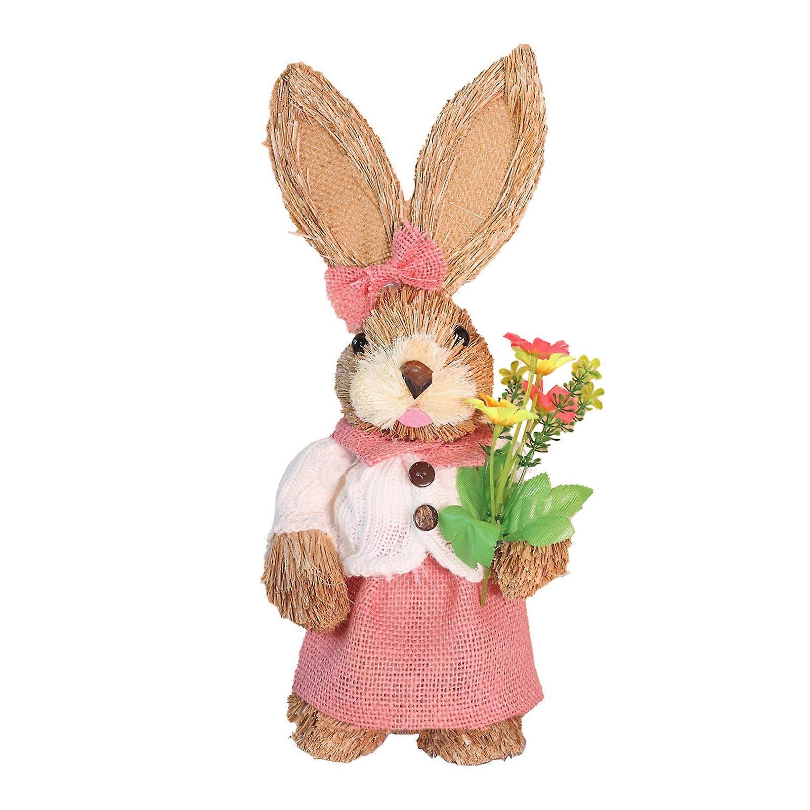 Children DIY Straw Bunny Set Parent Child Straw Rabbit Handmade Material Kit