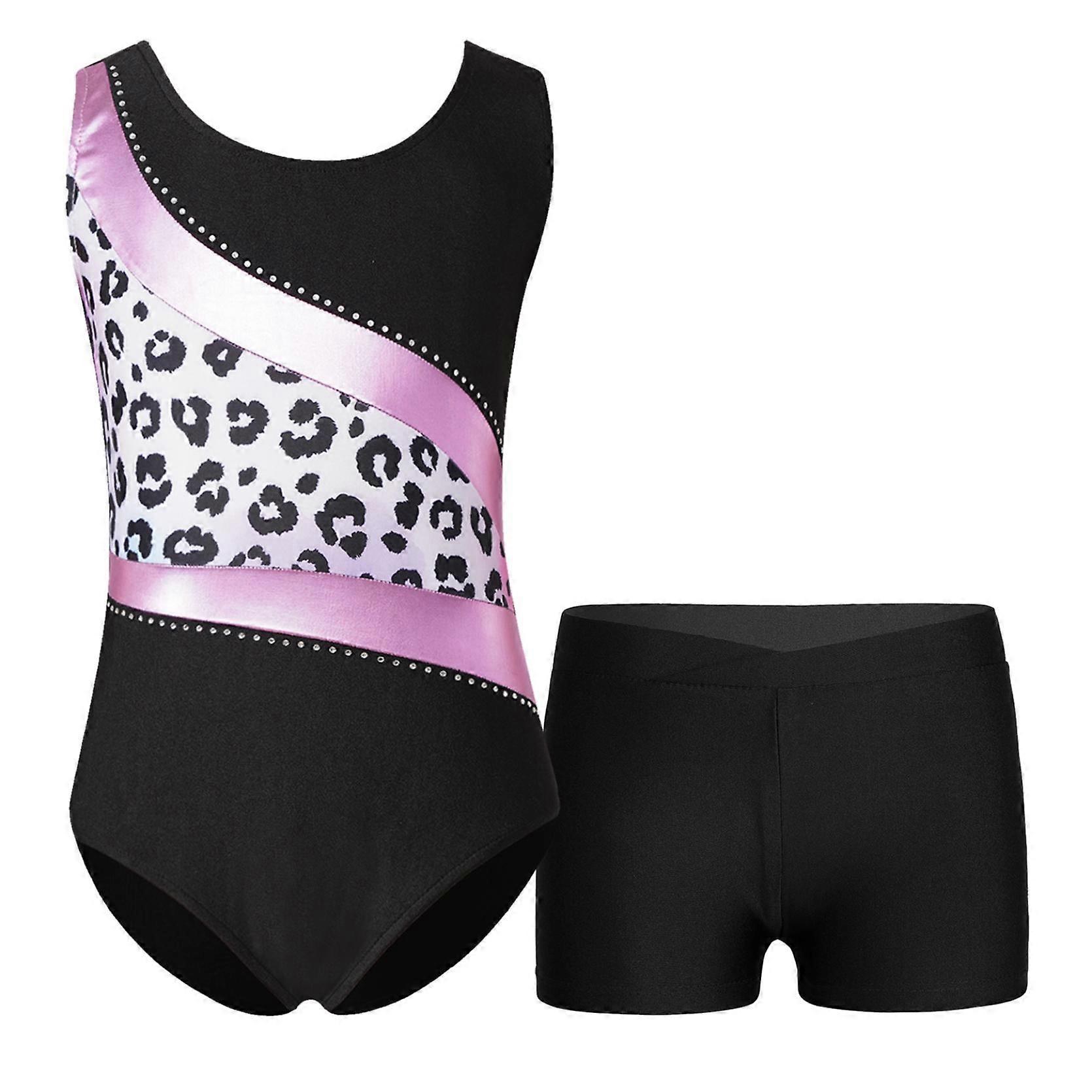 Kids Sleeveless Gymnastics Leotard and Boyshorts Set Practice Outfits Tumbling for Girls