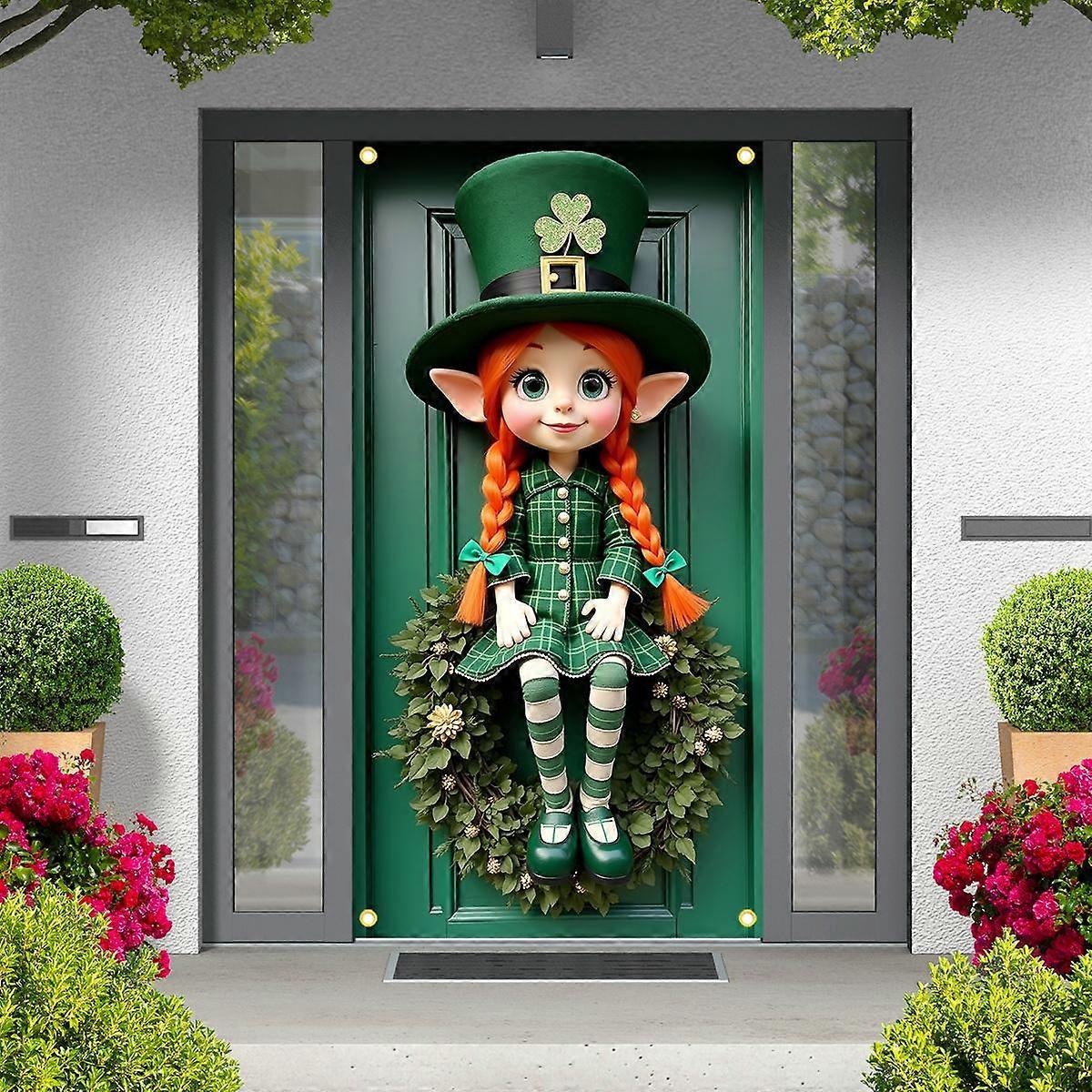[1db manó ajtó banner] 2D ajtó banner 1db DIENALLS Szent Patrik napi ajtófedő banner - Leprec