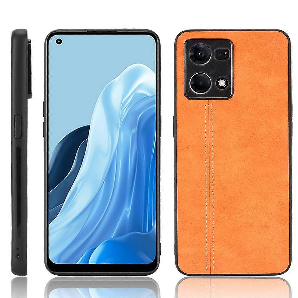 For OPPO Reno7 4G Sewing Cow Pattern Skin PC + PU + TPU Case