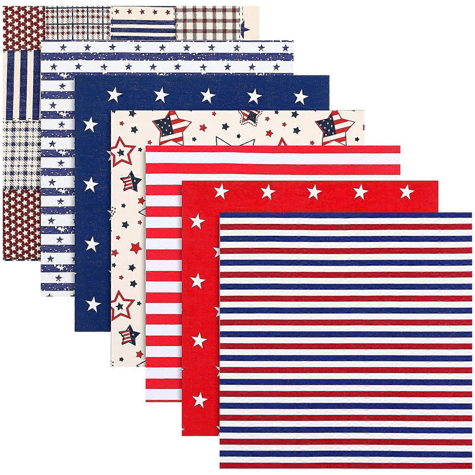 7Pcs US Flag Cotton DIY Cloth Sewing Fabric Handmade Patchwork Fabric