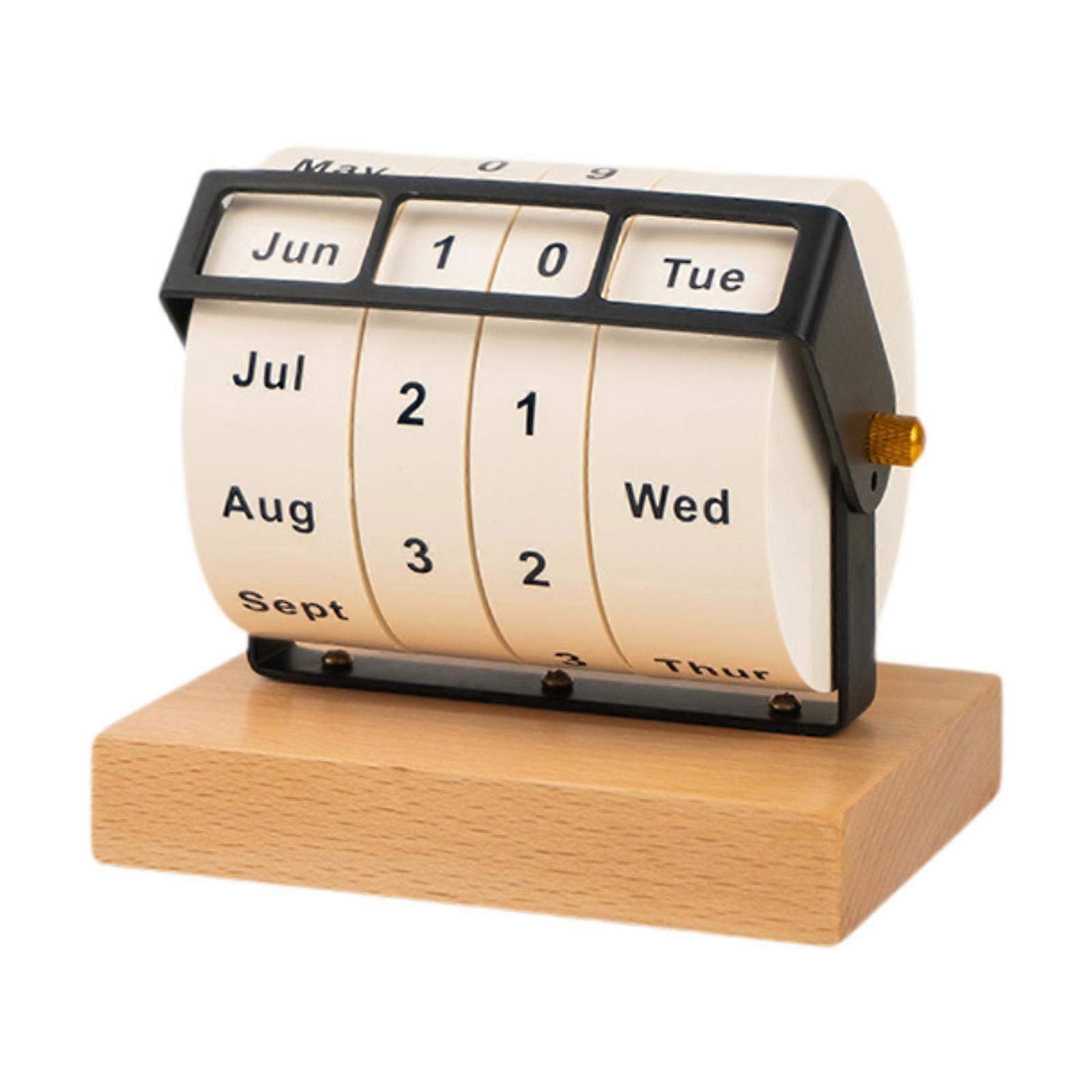 Wheel Perpetual Desk Calendar Tabletop Ornament Month Week Day Display,