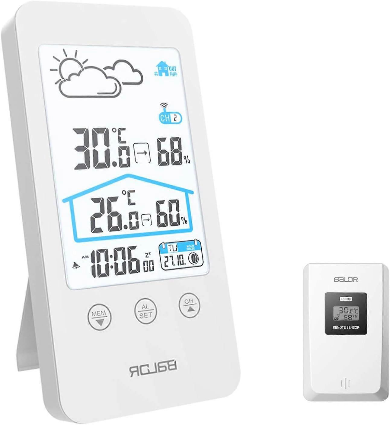 Wireless Weather Station with Outdoor Sensor, Indoor Outdoor Hygrometer Thermometer, Color LCD Display