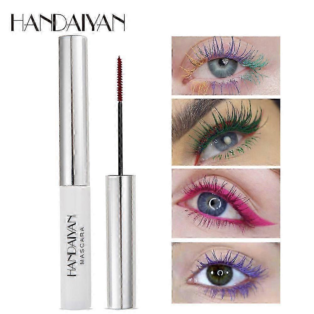 Colored mascara, long-lasting waterproof formula that is smudge proof, providing length and volume for curled lashes
