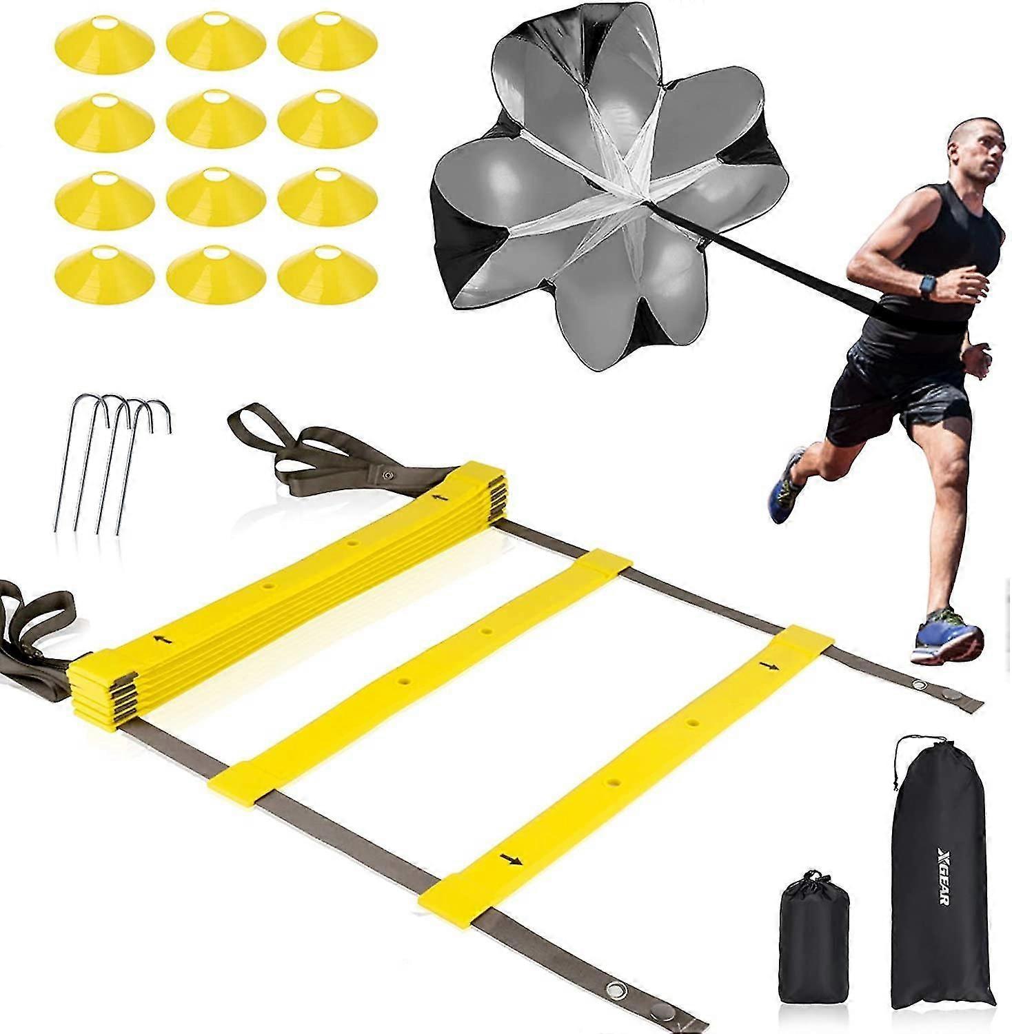 Speed & Agility Training Set With Tpe Ladder, Resistance Parachute