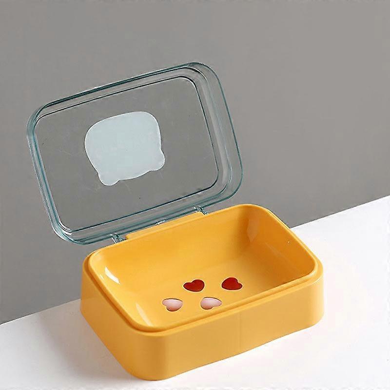Clamshell Soap Box Bathroom Cartoon Cute Soap Drain Dish With Transparent Lid Portable Soap Box Waterproof Soap Case